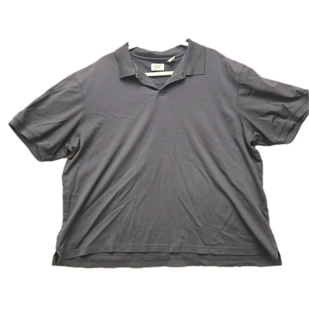 Hudson River Heritage Classics Mens Polo Shirt XXL 2XL Gray Striped Short Sleeve